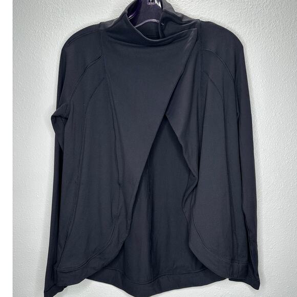 Lululemon Black Long Sleeve Cardigan Style Snap Neck Button Collar 4 - Picture 2 of 11